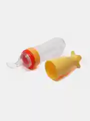 Желтый бутылочка детская для кормления, силиконовая, с ложкой