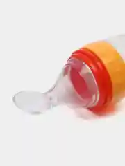 Желтый бутылочка детская для кормления, силиконовая, с ложкой