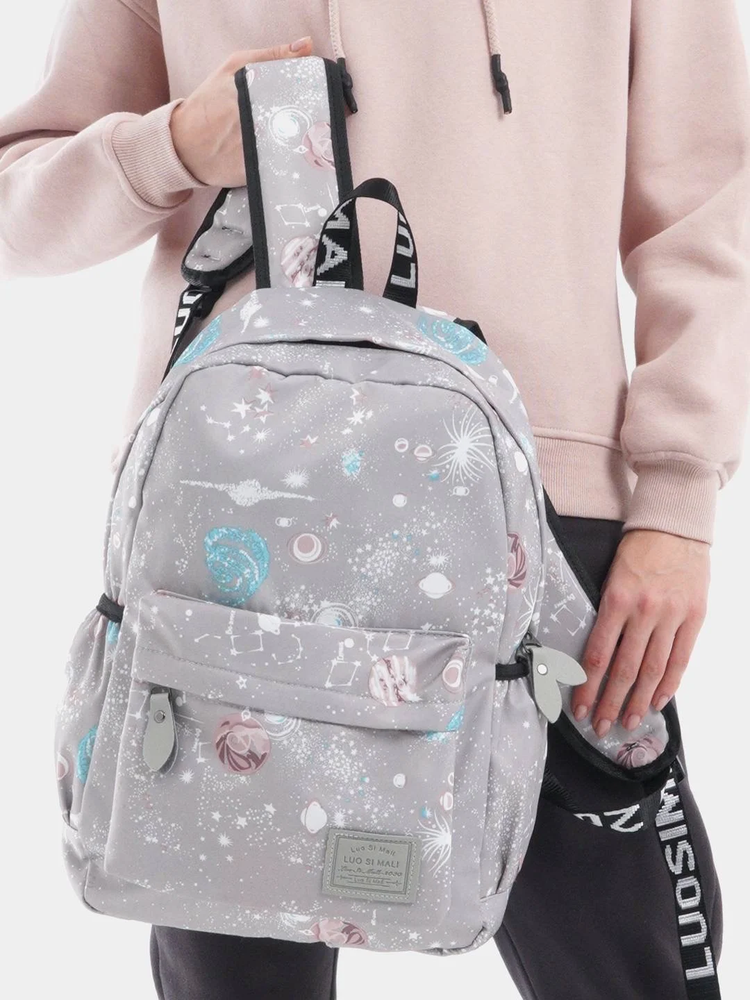 Серый рюкзак "Galaxy" женский, городской черный, 16л
