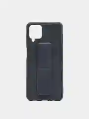 Синий чехол Samsung Galaxy A12 / M12 силиконовый под кожу с подставкой