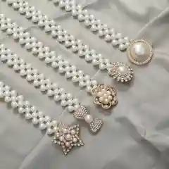 Эластичный женский пояс, из бисера, с пряжкой