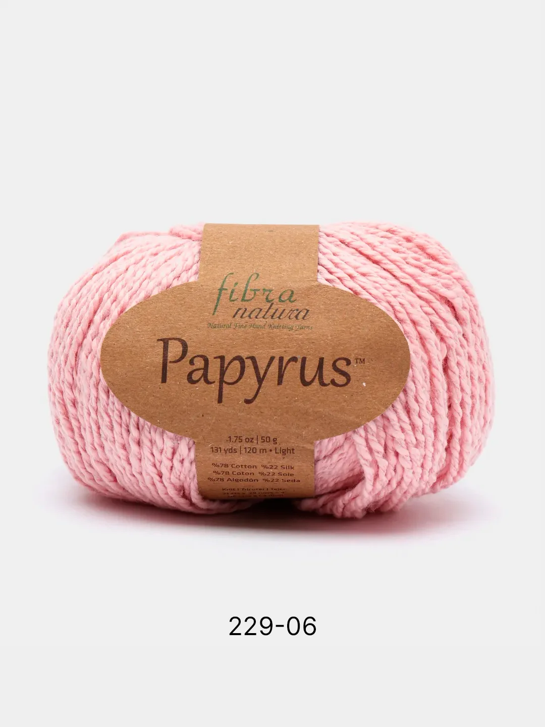 Пудровый пряжа Fibra Natura Papyrus 78% Хлопок  22% Шелк 50г 120м 1 шт