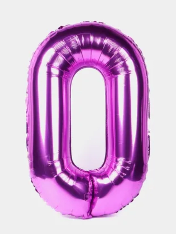 Воздушный шар "Цифра 0" фуксия 100 см