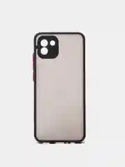 Черный чехол Samsung Galaxy A03, Самсунг Галакси А03 пластиковый, матовый, с цветными кнопками