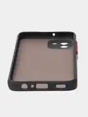 Черный чехол Samsung Galaxy A03, Самсунг Галакси А03 пластиковый, матовый, с цветными кнопками