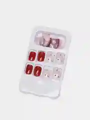 Бордовый накладные ногти с дизайном