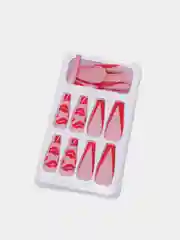 Багровый накладные ногти с дизайном