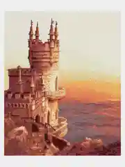 Алмазная мозаика на подрамнике KiKi "Крымский замок", 40х50, полная выкладка