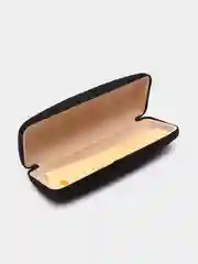 Черный футляр для очков хлопушка с салфеткой