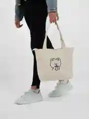 Белый вельветовая сумка с принтом "Медведь"