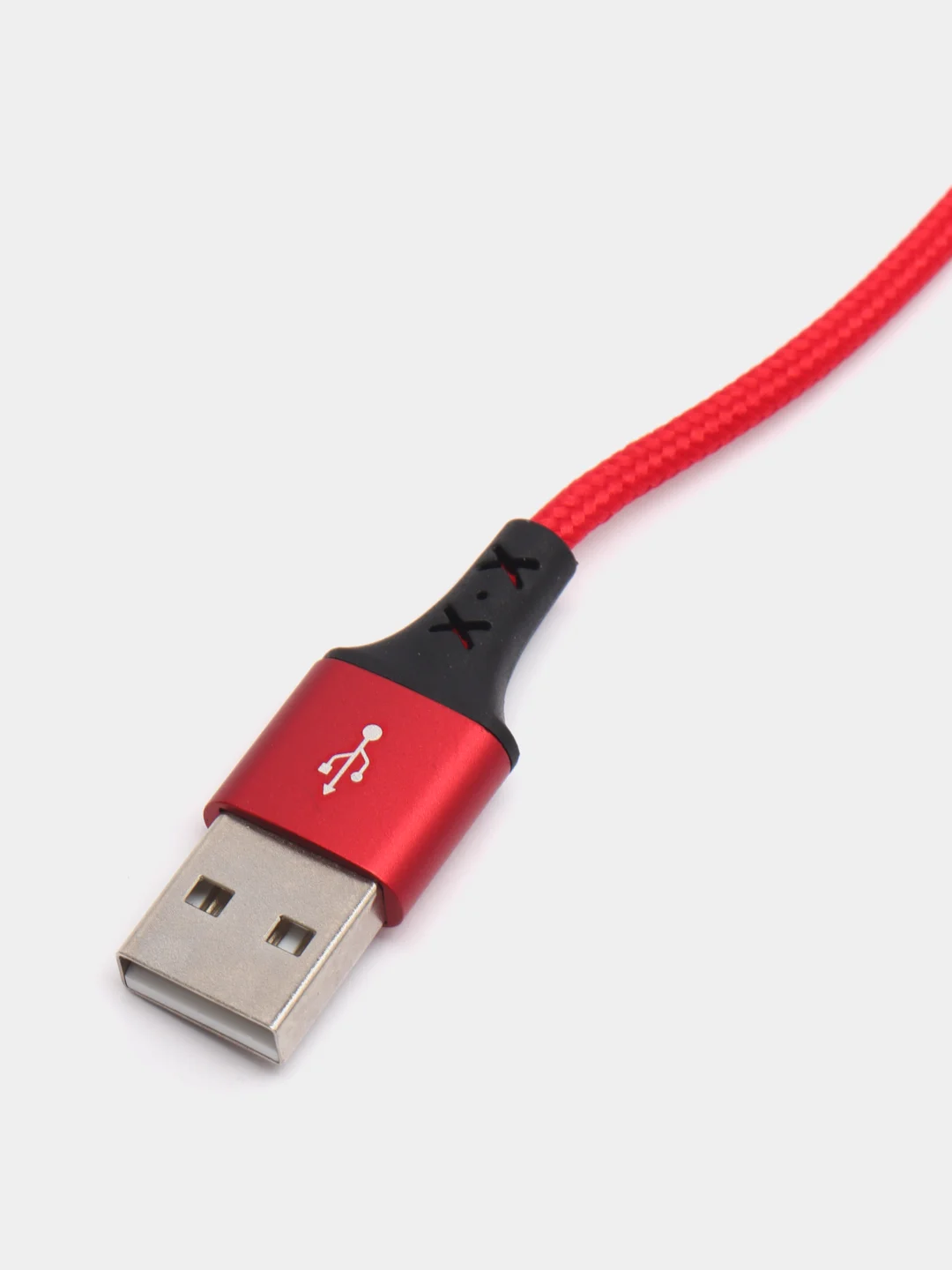 Красный кабель Micro-USB, Type-C, Lightning, ткань, 1 м