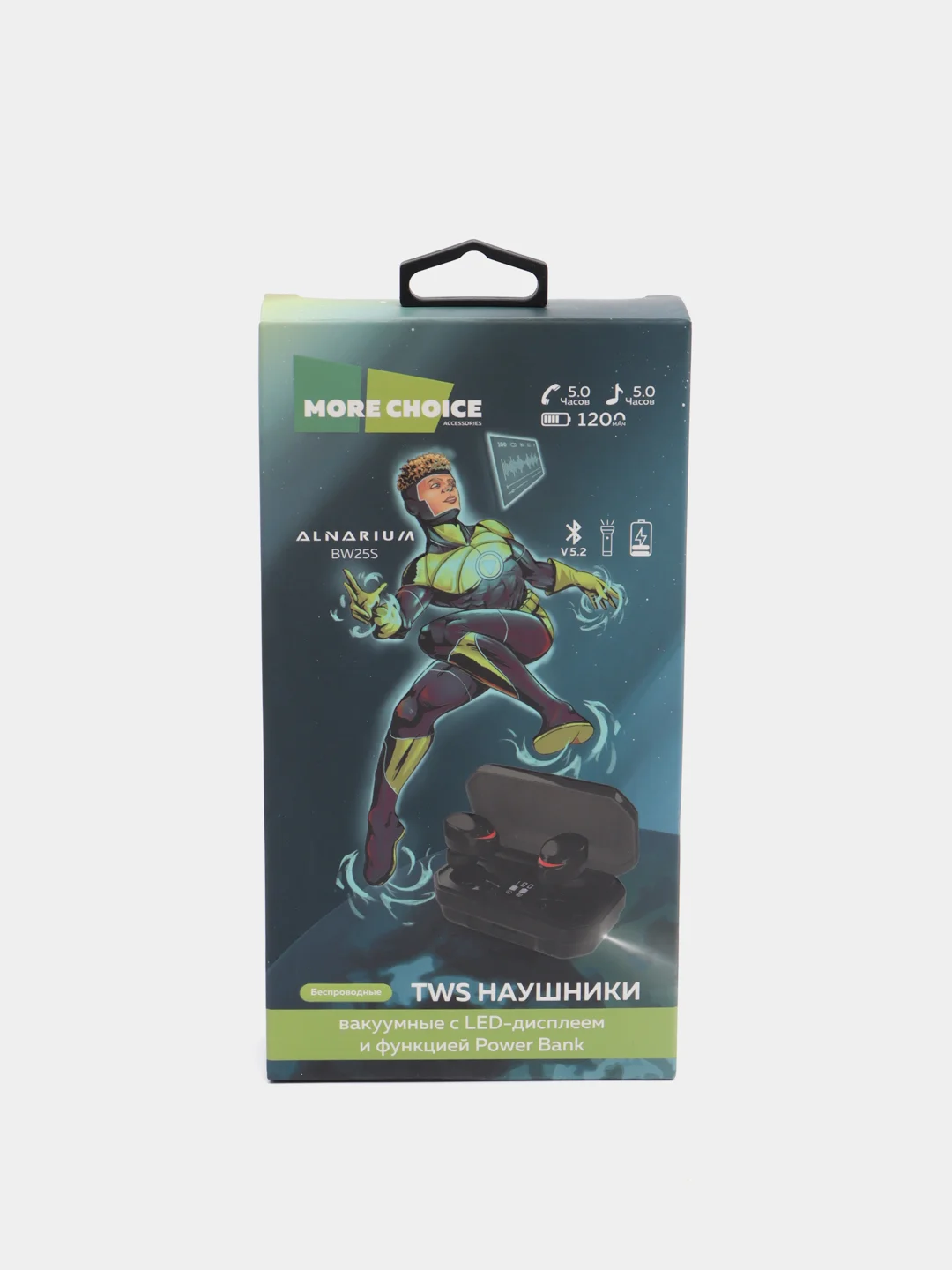 Черный наушники беспроводные TWS More choice BW25S, вакуумные наушники с LED-дисплеем, Bluetooth