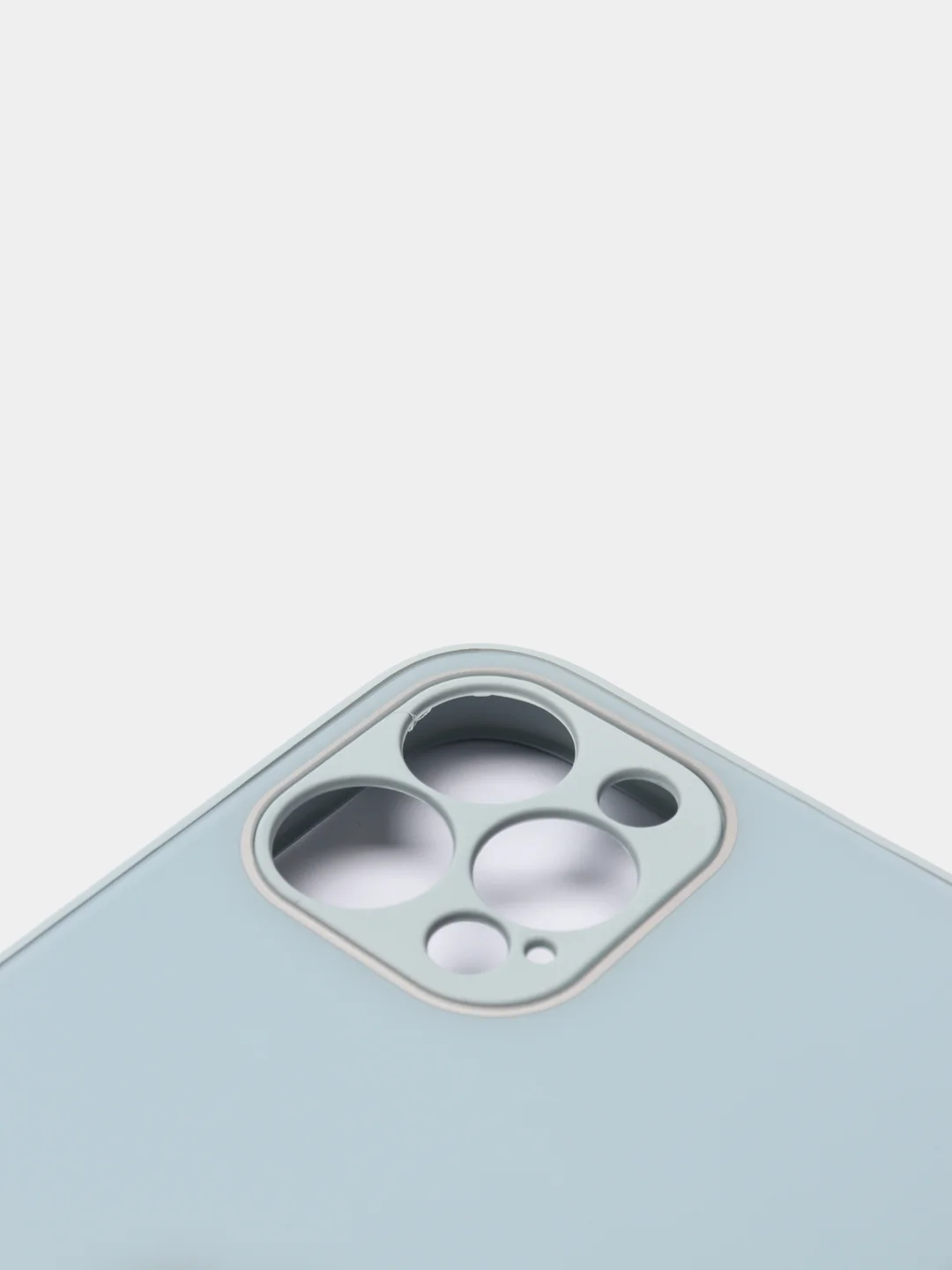 Небесно-голубой чехол для iPhone Xr/ 11/ 12/ mini/ Pro/ ProMax, силиконовый со стеклянной панелью