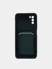 Зеленый чехол на REDMI 9A / 9C / Note 10 / POCO M3 с карманом для карты и мягкой вставкой