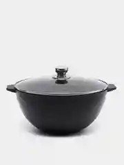 Казан для плова 8л, Мечта, литой, толстостенный, с крышкой, покрытие Granit black