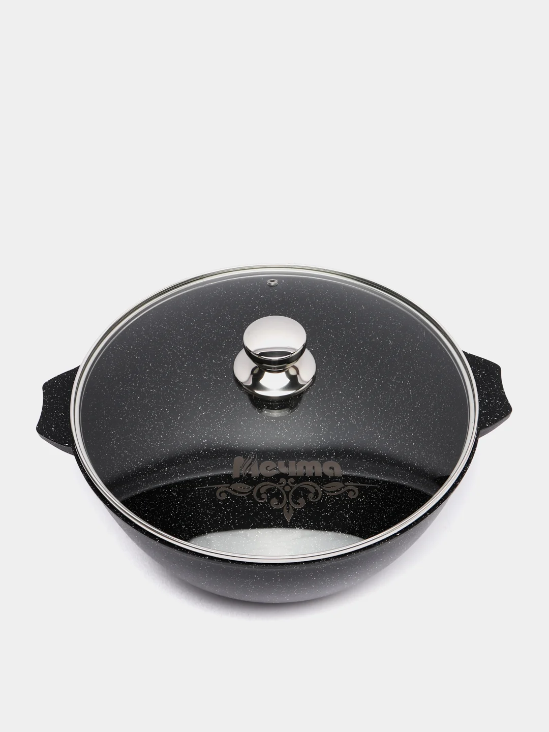 Казан для плова 8л, Мечта, литой, толстостенный, с крышкой, покрытие Granit black