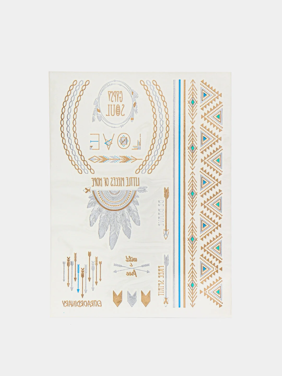 Бирюзовый временные тату, переводные тату, Flash tattoo 14*20 см