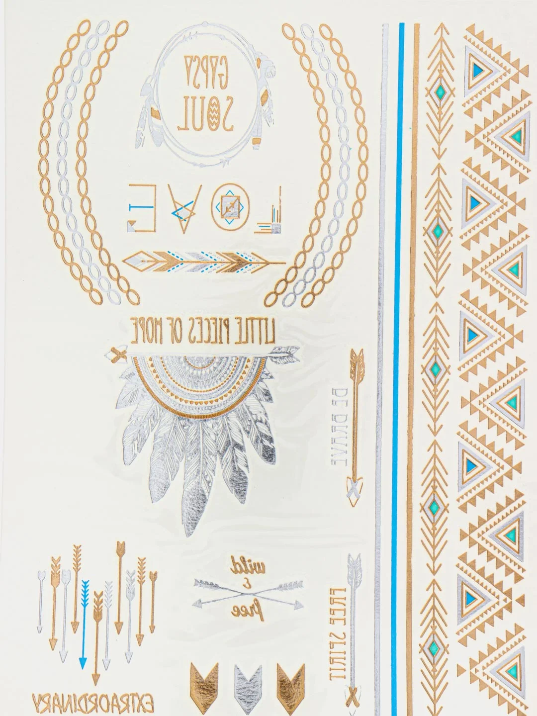 Бирюзовый временные тату, переводные тату, Flash tattoo 14*20 см
