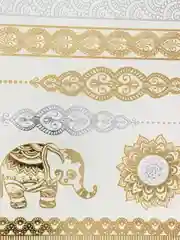 Горчичный временные тату, переводные тату, Flash tattoo 14*20 см