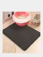 Серый двуслойный коврик под лоток и миску