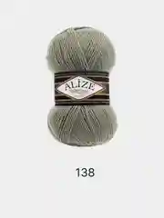 Зелёный хаки пряжа Alize Superlana Klasik,  25% Шерсть 75% Акрил, 100 г, 280 м