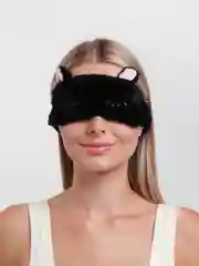 Черный ночная маска для сна и путешествий с ушками на резинке, плюшевая маска для глаз