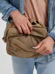 Песочный хаки сумка мужская, текстильная, на плечо