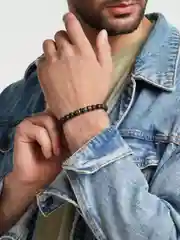 Угольный мужской браслет из камней