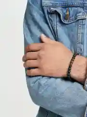 Угольный мужской браслет из камней