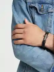 Серебряный мужской кожаный браслет, 17 видов