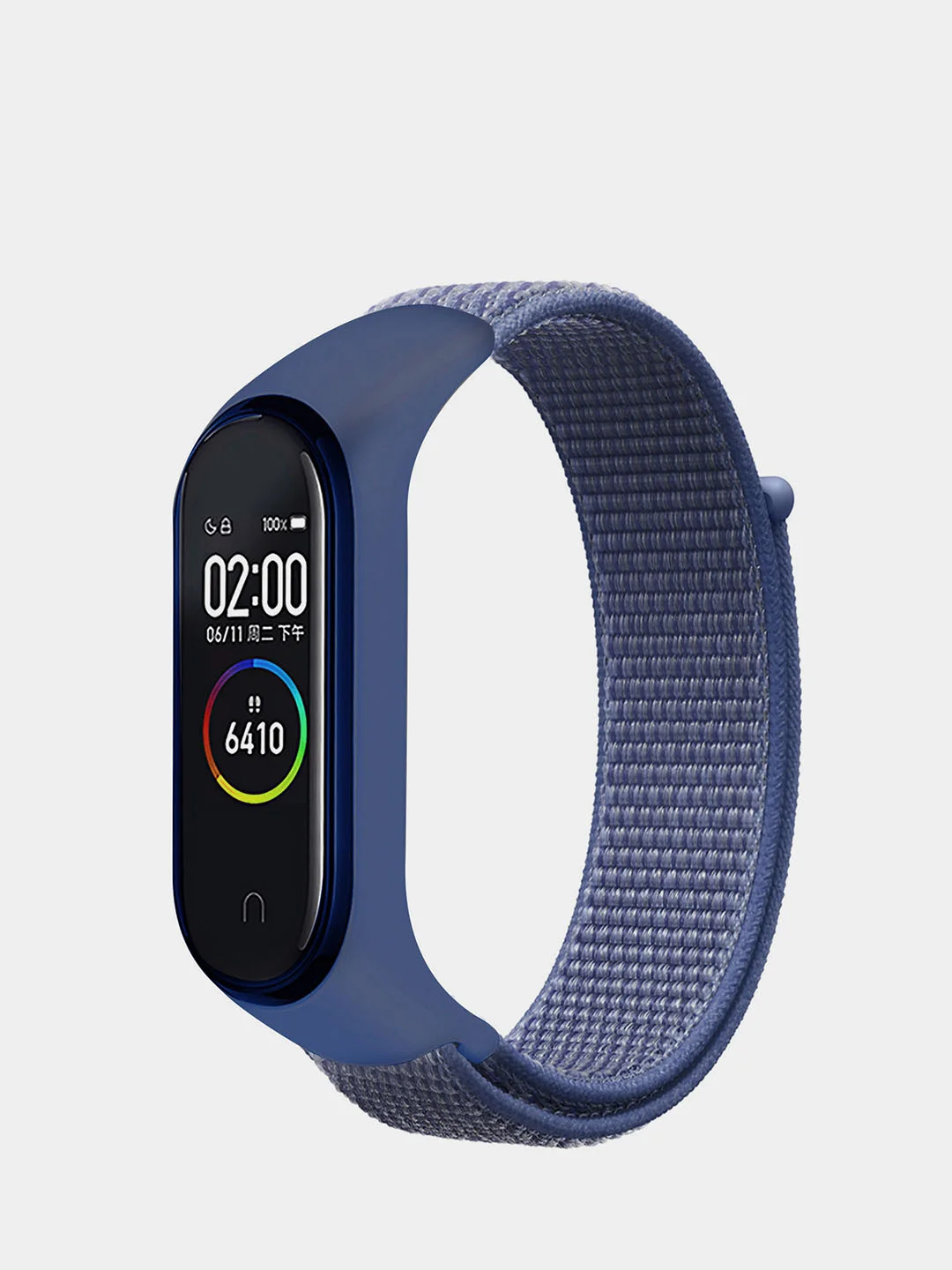 Голубой ремешок нейлоновый на липучке для Xiaomi Mi Band 3, Mi Band 4, Band 5, Band 6, Mi Band 7