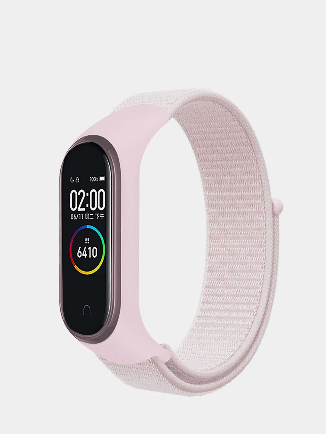Розовый ремешок нейлоновый на липучке для Xiaomi Mi Band 3, Mi Band 4, Band 5, Band 6, Mi Band 7