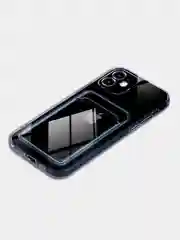 Чехол с карманом для карт на iPhone XR, 11, 12, 13, Pro, Pro Max, ХР+, прозрачный силикон