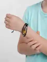 Зеленый браслет кожаный "Знаки зодиака", унисекс