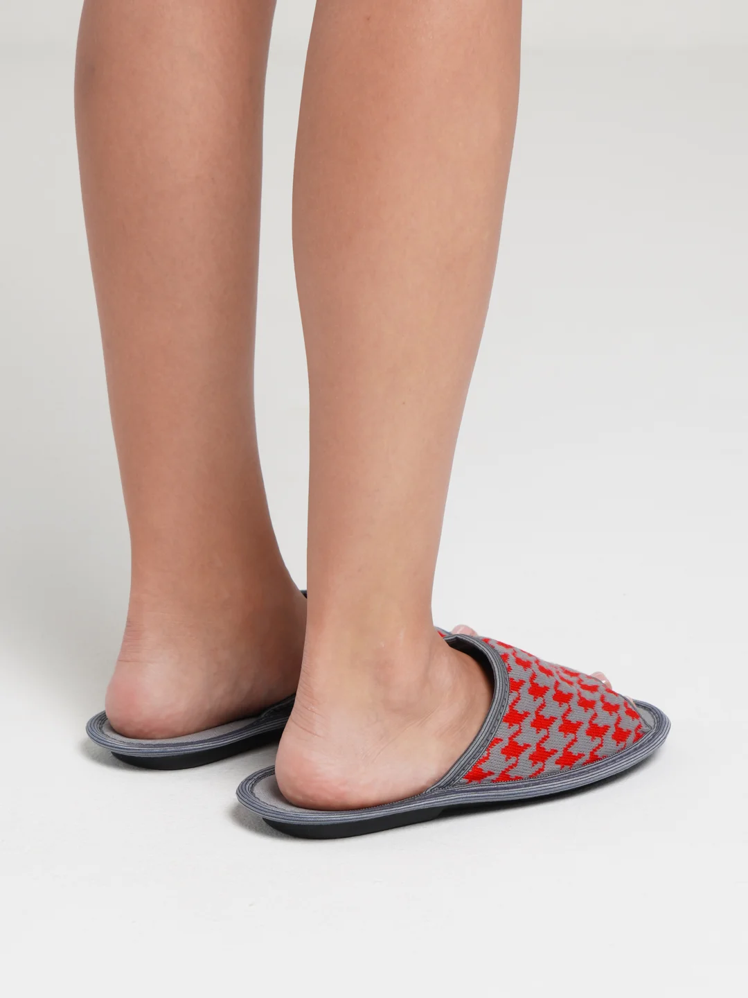 Красный тапочки женские домашние "Вязанка" с открытым носом Soft Slippers, 3 цвета