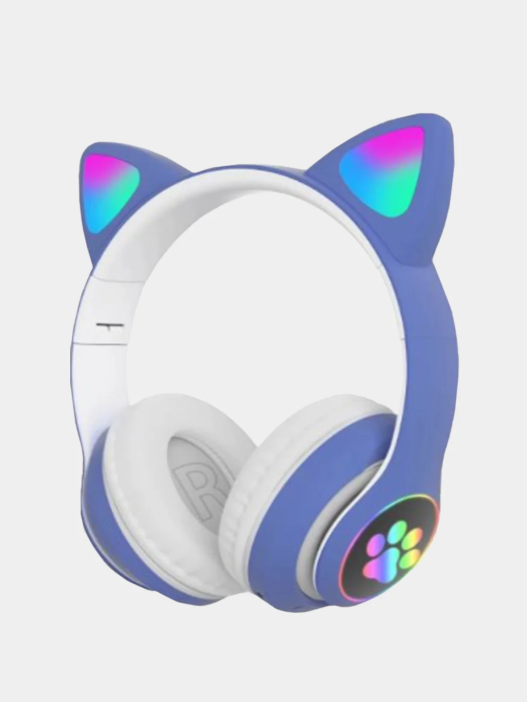 Синий беспроводные Bluetooth наушники с кошачьими светящимися ушками