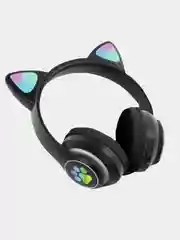 Черный беспроводные Bluetooth наушники с кошачьими светящимися ушками