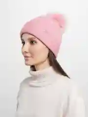 Кораллово-розовый шапка женская, осень-зима