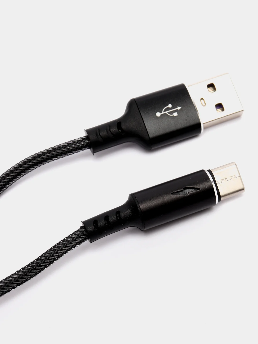 Черный кабель зарядный 1,2м плетеный на Type-C, Lightning для быстрой зарядки тайпси