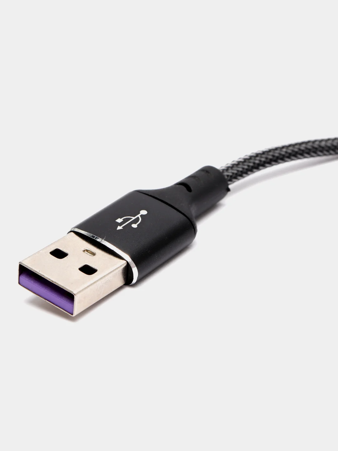 Черный кабель зарядный 1,2м плетеный на Type-C, Lightning для быстрой зарядки тайпси