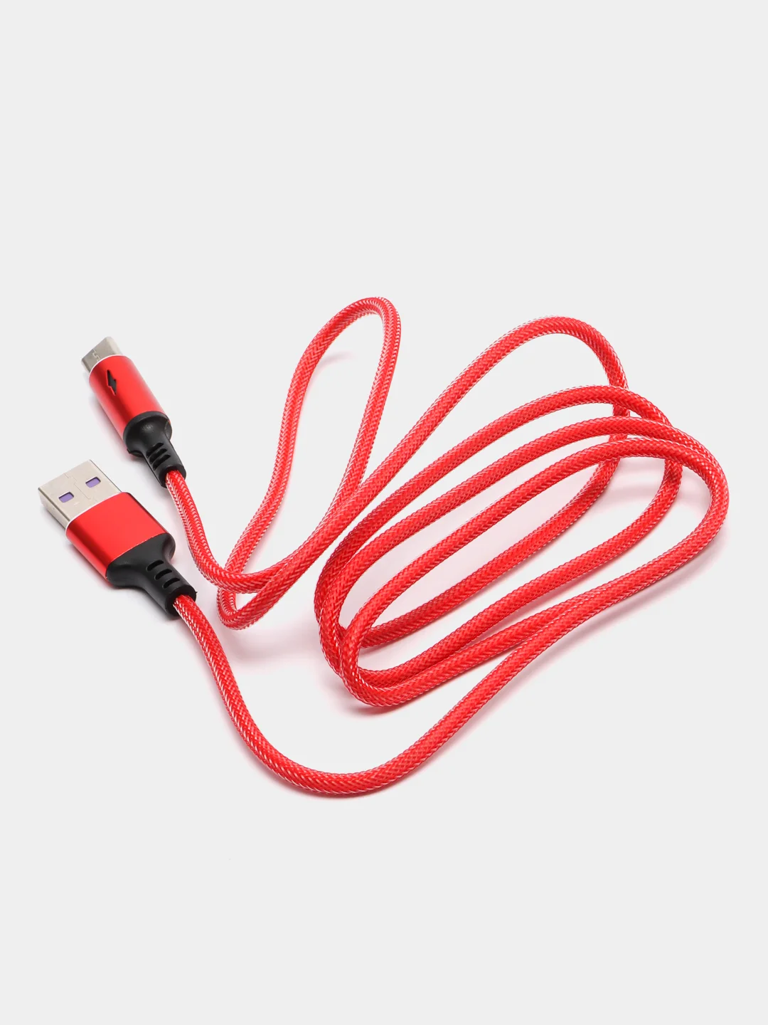 Красный кабель зарядный 1,2м плетеный на Type-C, Lightning для быстрой зарядки тайпси