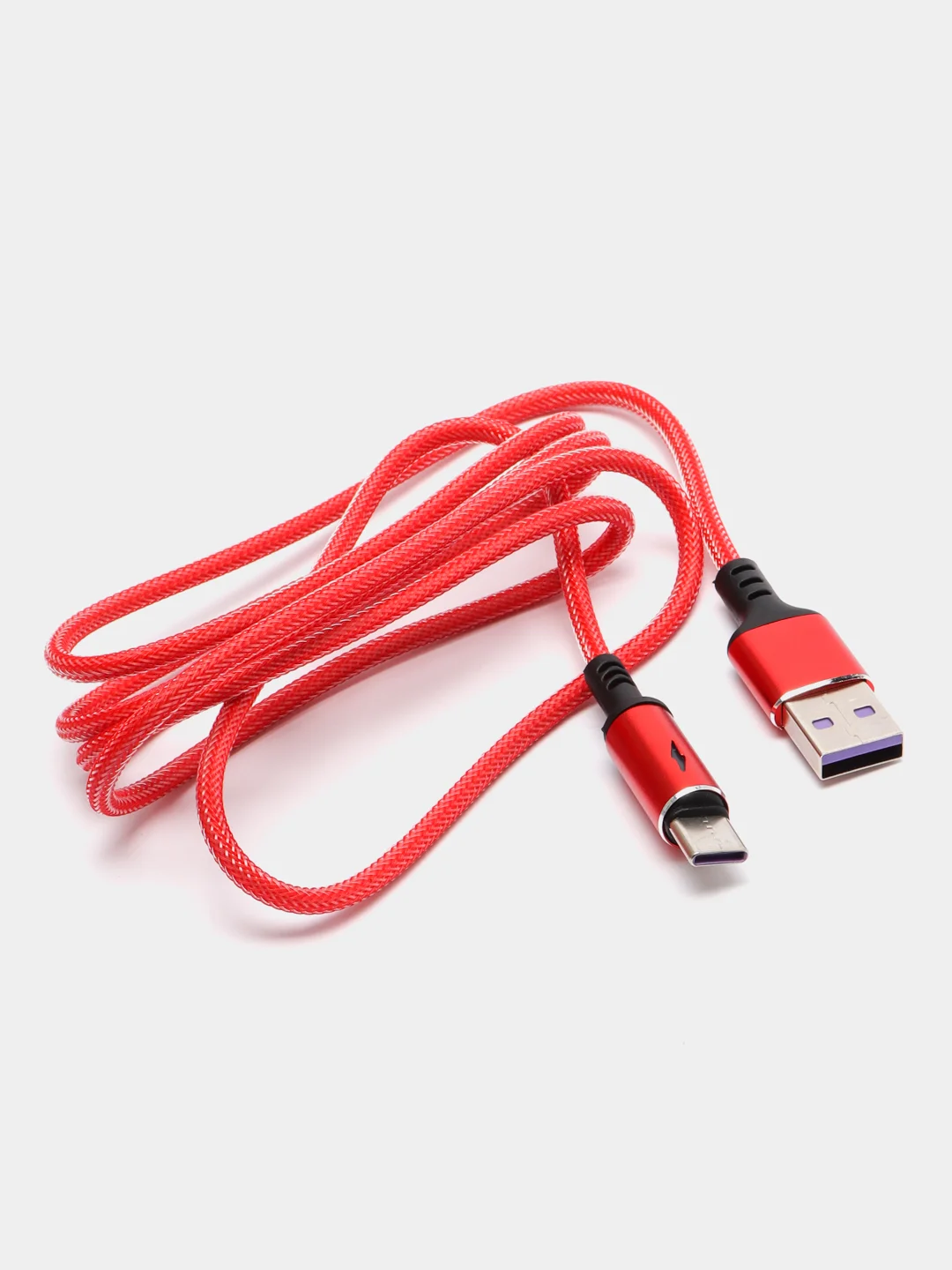 Красный кабель зарядный 1,2м плетеный на Type-C, Lightning для быстрой зарядки тайпси