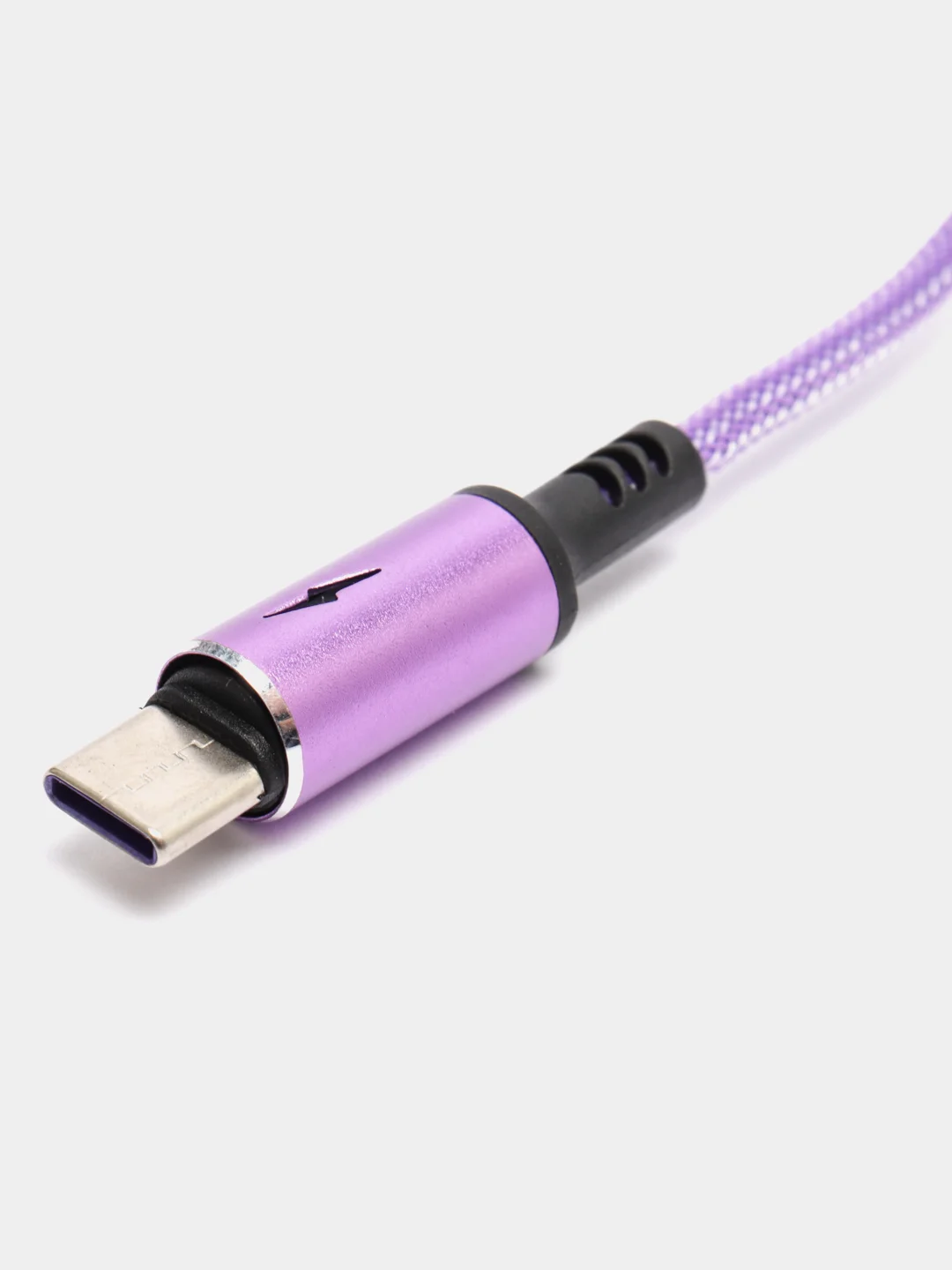 Фиолетовый кабель зарядный 1,2м плетеный на Type-C, Lightning для быстрой зарядки тайпси