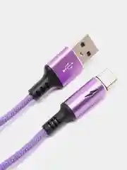 Фиолетовый кабель зарядный 1,2м плетеный на Type-C, Lightning для быстрой зарядки тайпси