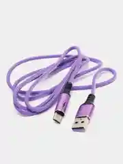 Фиолетовый кабель зарядный 1,2м плетеный на Type-C, Lightning для быстрой зарядки тайпси
