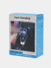 Черный автомобильный держатель для телефона с беспроводной зарядкой