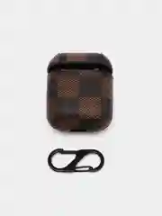 Коричневый противоударный чехол для AirPods из PU кожи