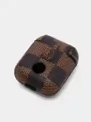 Коричневый противоударный чехол для AirPods из PU кожи