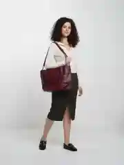 Бордовый женская сумка шоппер с косметичкой, 2 в 1