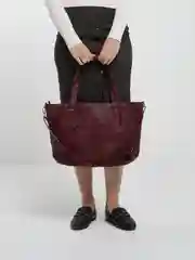 Бордовый женская сумка шоппер с косметичкой, 2 в 1